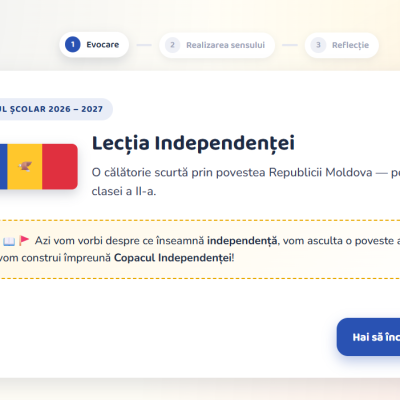 Lecția independenței. Prima oră. Clasa a II-a [fișiere .PPTX și .DOCX]