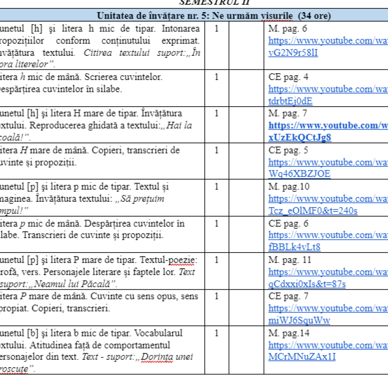 Proiectare de lungă durată la clasa I-âi