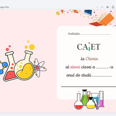 Copertă caiet Chimie – PDF pentru imprimare [fișier .PDF]