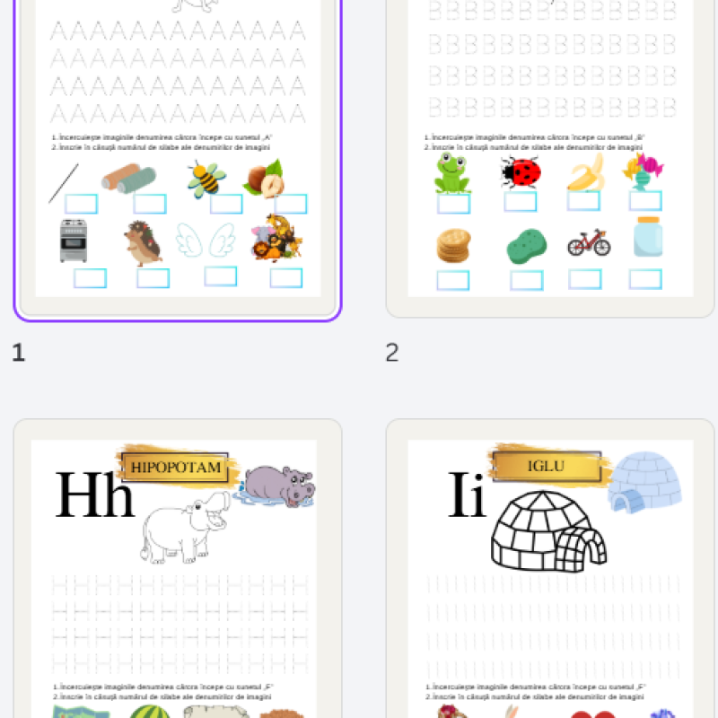 Set de fișe „Alfabetul” [fișier .PDF]