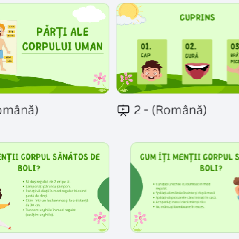 Material „Părți ale corpului uman” [fișier .PDF]