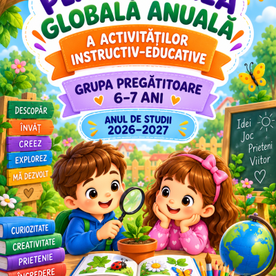Planificarea globală anuală a activităților instructiv-educative – Grupa pregătitoare(6-7 ani), 2026–2027 [fișier .DOCX]