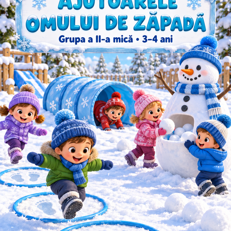 Proiect didactic la Educația fizică pentru 3–4 ani – „Ajutoarele Omului de Zăpadă” [fișier .DOCX]