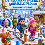 Proiect didactic la Educația fizică pentru 5–6 ani – „Patrula Iernii salvează animalele pădurii” [fișier .DOCX]