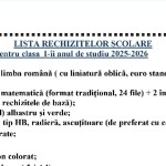 Lista rechizitelor școlare , clasa I-a [fișier .DOC]