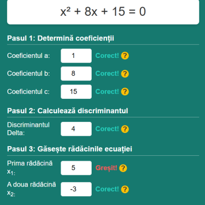 Generator de Ecuații Pătratice [fișier .html]