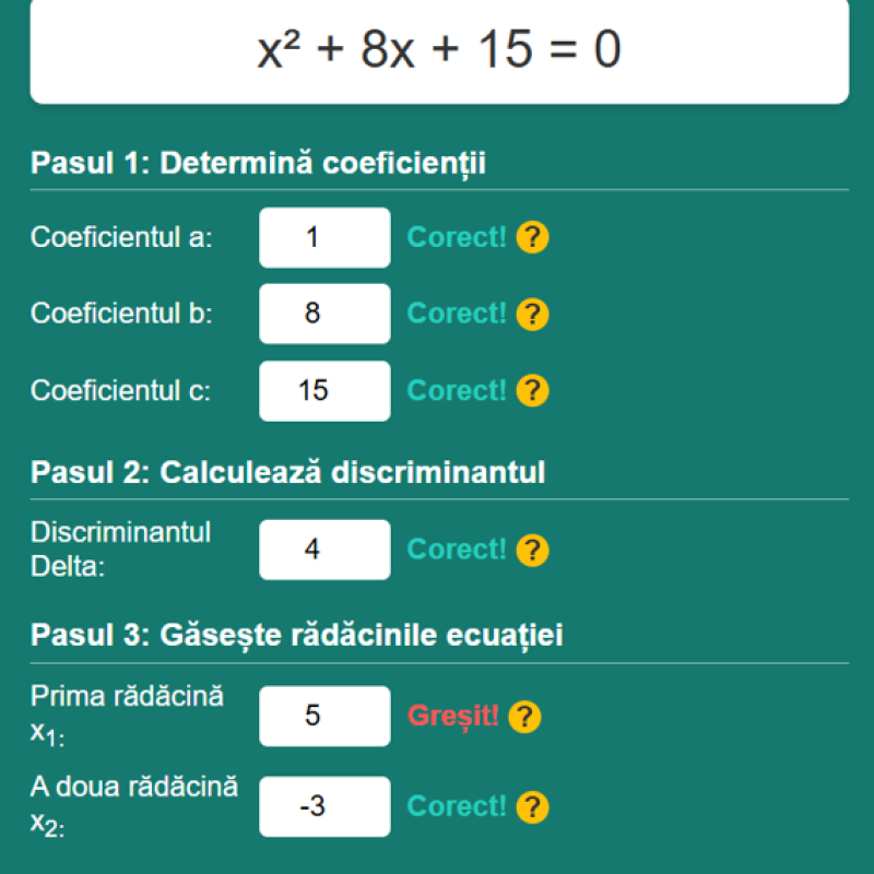 Generator de Ecuații Pătratice [fișier .html]