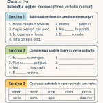 Fișă de lucru Verbul în enunț Clasa 2 [fișiere .PDF + .DOCX]