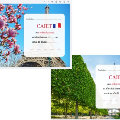 Copertă de caiet la Limba franceză (pentru fată și băiat) [fișier .PDF]