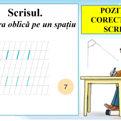 Abecedar_Scrisul. Linioara oblică pe un spațiu