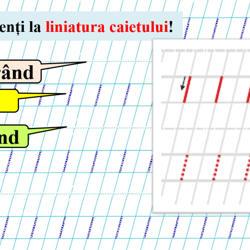 Abecedar_Scrisul. Linioara oblică pe un spațiu