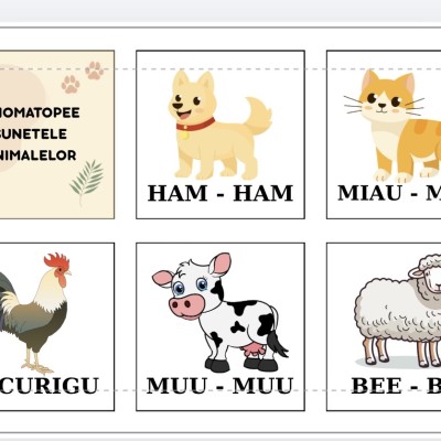 FIȘE - ONOMATOPEE - SUNETELE ANIMALELOR [fișier .PDF]