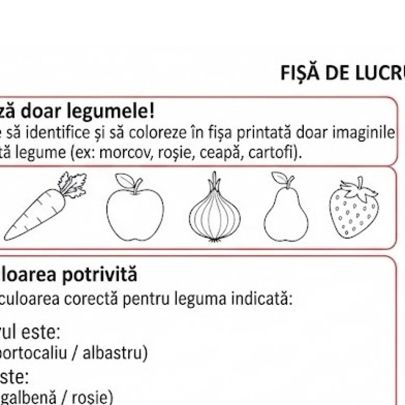 Fișe de lucru Legumele [fișiere .PNG, .JPG, .PDF]