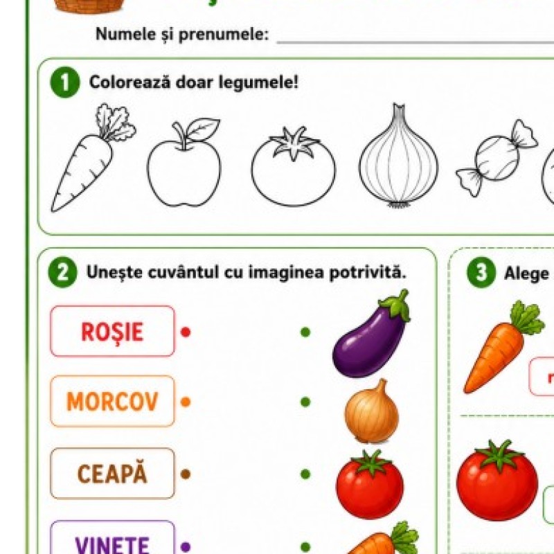 Fișe de lucru Legumele [fișiere .PNG, .JPG, .PDF]