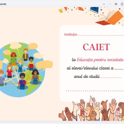 Copertă de caiet la Educație pentru societate  [fișier .PDF]