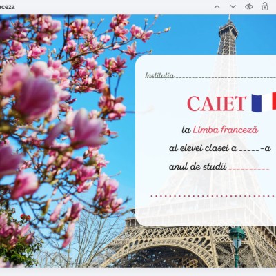 Copertă de caiet la Limba franceză (pentru fată și băiat) [fișier .PDF]