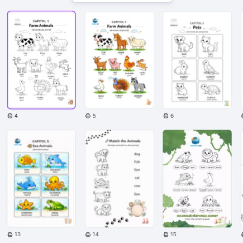 Învață engleza colorând – Carte educațională pentru copii [Fișier .PDF]