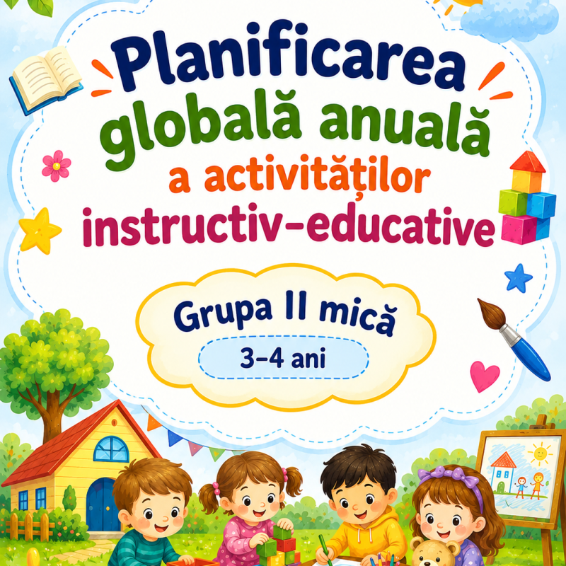 Planificarea globală anuală a activităților instructiv-educative – Grupa a II-a mică (3–4 ani), 2026–2027 [fișier .DOCX]