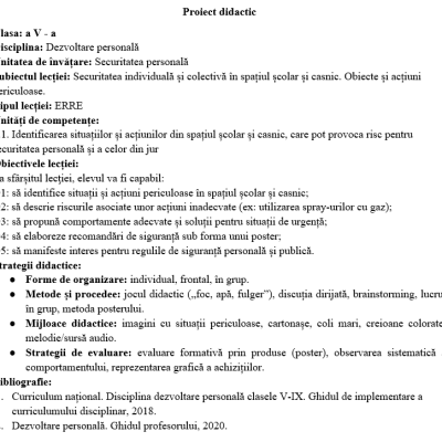 Kit: Securitatea individuală și colectivă în spațiul școlar și casnic [fisiere .pptx .docx, .png]