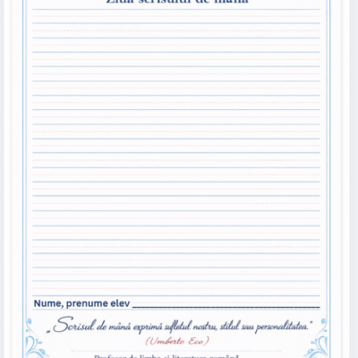 Ziua scrisului de mână  (23 ianuarie )–Fișă de scriere  [fișier .PDF]