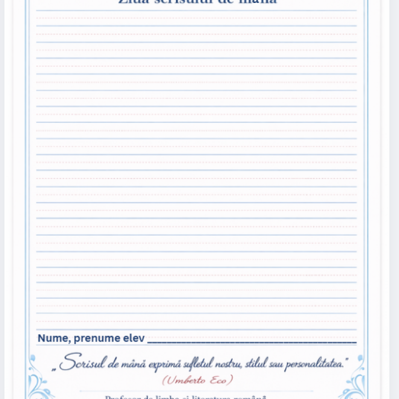 Ziua scrisului de mână  (23 ianuarie )–Fișă de scriere  [fișier .PDF]