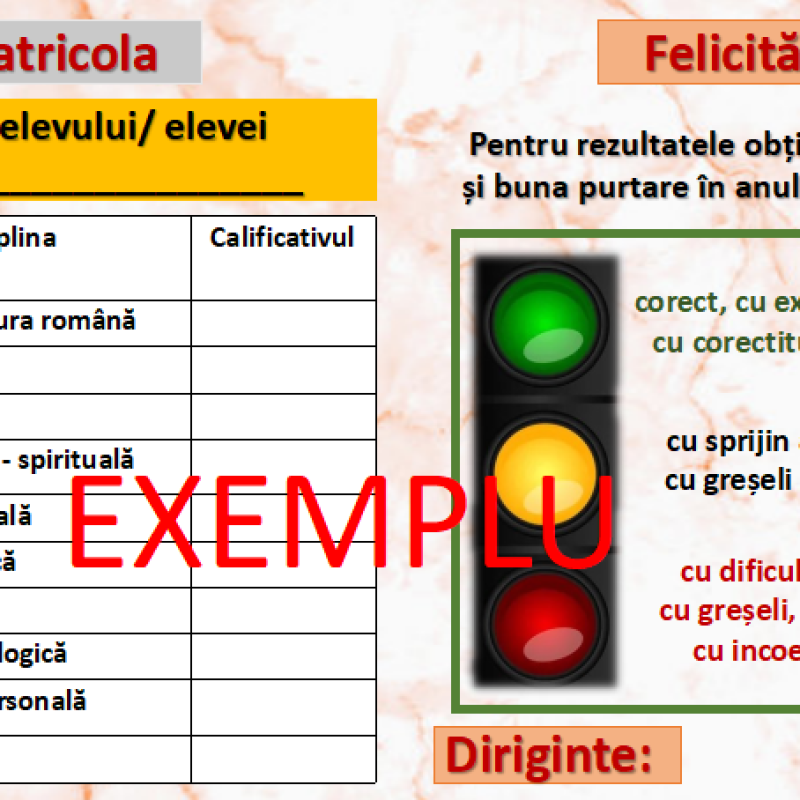 Tabel de note pentru sfărșit de an (editabil) [fișier .PPTX]