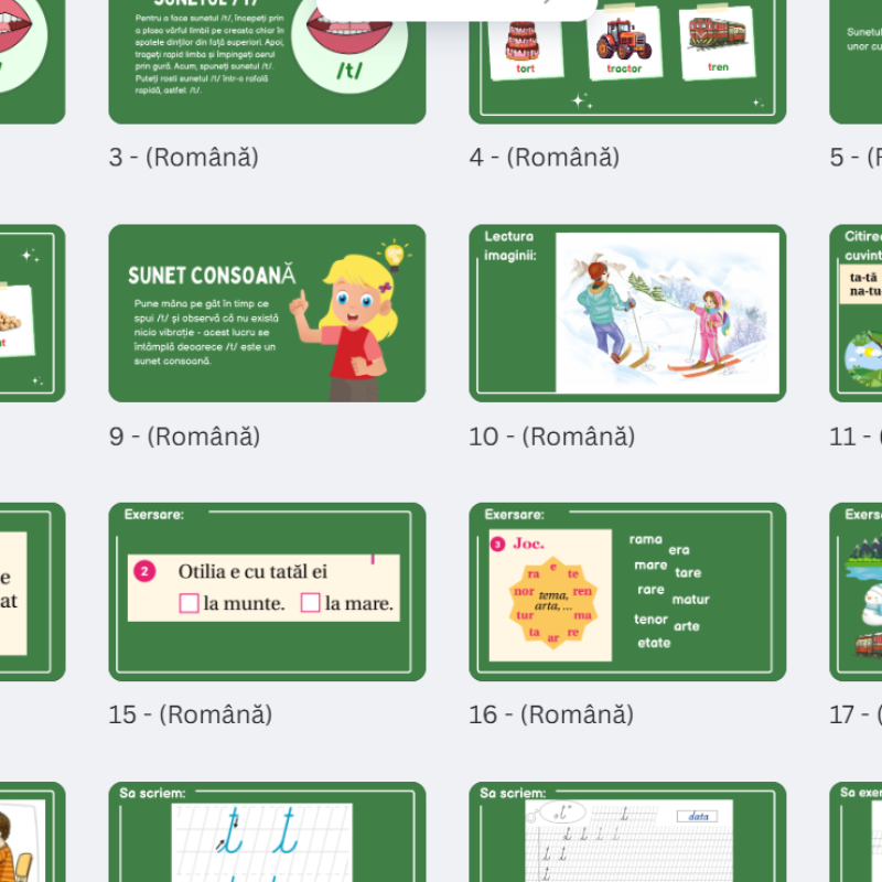 L.Lit.Română. Clasa I-âi.  Sunetul [t] şi litera de tipar t. Litera t (mică) de mână [fișier .PPTX]