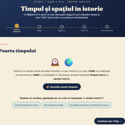 Scenariu de lecție (Word) și prezentare: Timpul și spațiul în istorie (Clasa a IV-a)