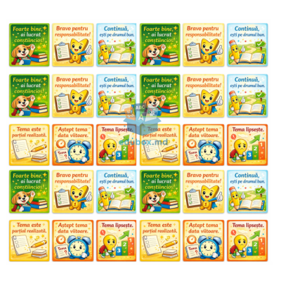 Stickere educaționale pentru verificarea temei (PDF A4)