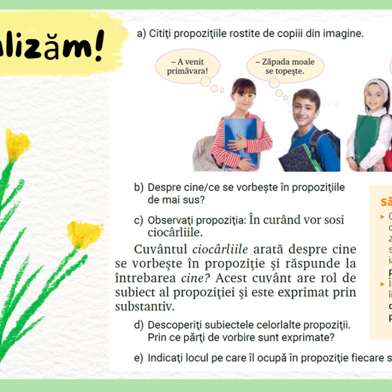 L.Lit.Română. Clasa a III-a. Părţile principale de propoziţie. Subiectul [fișier .PPTX]