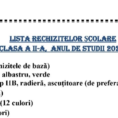 Lista rechizitelor școlare , clasa   a II-a [fișier .DOC]