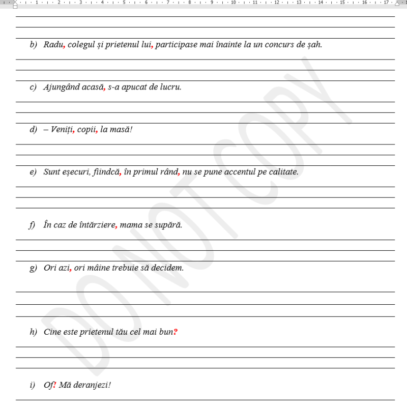 Fișă de lucru. Punctuația [fișier .DOCX]